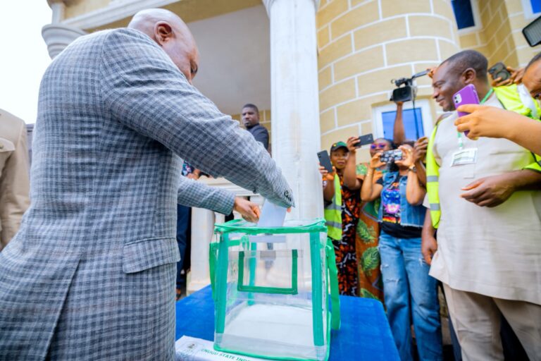 Featured image for Enugu LG Elections: Governor Peter Mbah casts his vote in Owo