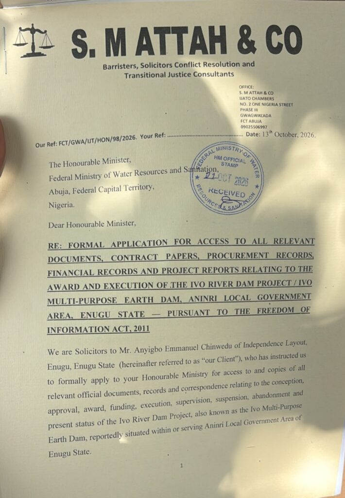 The constituents of Aninri/Awgu/Oji River federal district have continued to demand transparency in the dealings over Ivo River Dam Project, contract which was notoriously abandoned since 2012 despite over ₦7 billion being reportedly "earmarked" for its completion